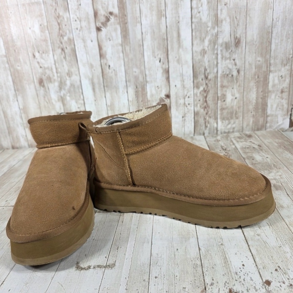 UGG Classic Ultra Mini Platform Chestnut Brown Suede Ankle Boots Women F19010D